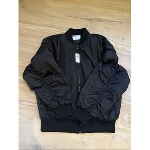 Old Navy Women's Black Bomber Jacket Full Zip Lined Size Large